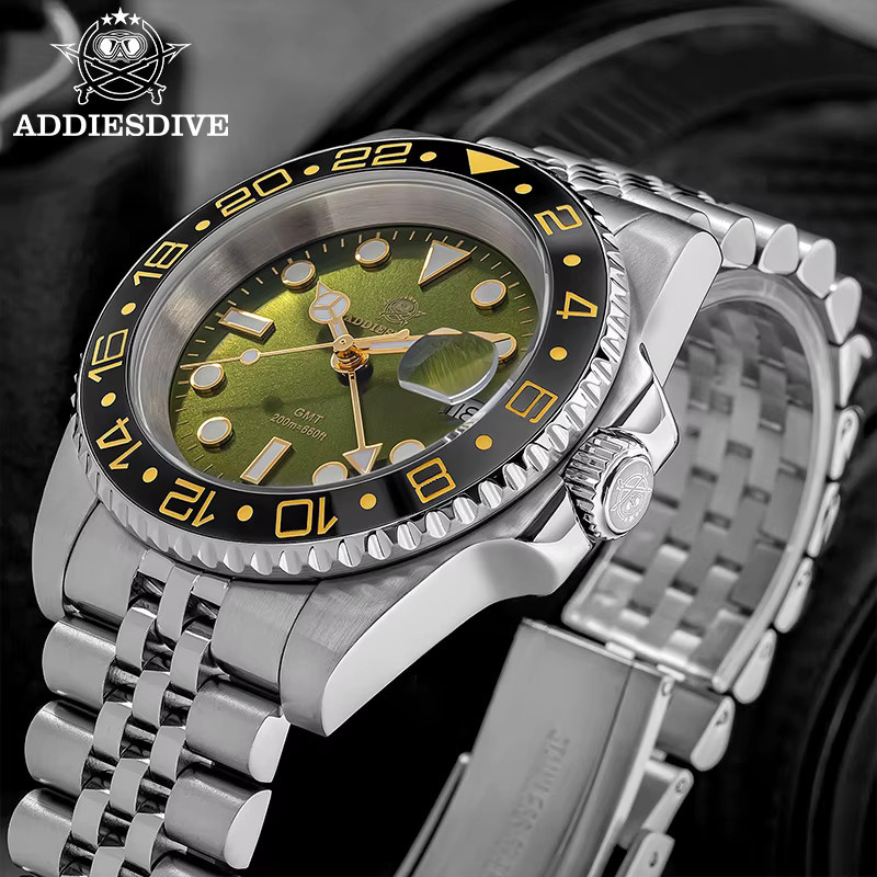 ADDIESDIVE Armbanduhr, Quarz, Edelstahl, 40 mm, Herren, Grün - Bild 3