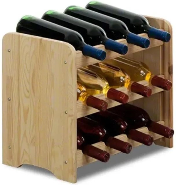 PROREGAL Pinotwine Weinregal aus massivem Kiefernholz, Natur Unbehandelt, braun, H x B x T: 36 x 44 x 26,5 cm - Bild 1