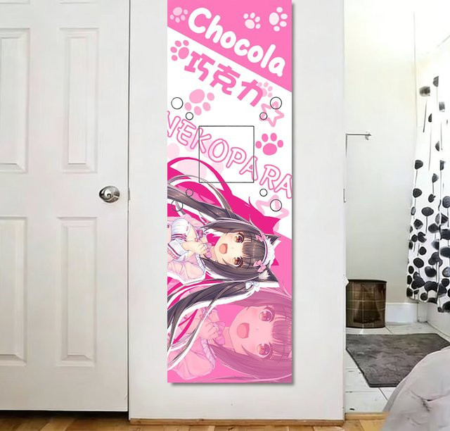 VIKAMA N-Nekopara Wandteppich mit niedlichem Mädchen-Design in Pink, dekorativer Stoff-Wandteppich für dein Schlafzimmer oder Wohnheim, Breite: 150 cm, Höhe: 40 cm - Bild 1