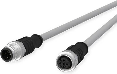 Metz Connect M12 Sensor-Aktorleitung mit A-kodiertem M12 Stecker gerade und M12 Buchse gerade, grau, Länge: 2 m - Bild 1