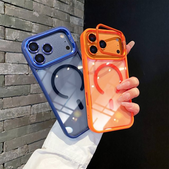 EHUIDE Magnetische Standhülle für iPhone 17 Pro Max 16 15 14 13 12 Plus mit Magsafe und Metalllinsenhalter, Transparente Stoßfeste Abdeckung - Bild 1
