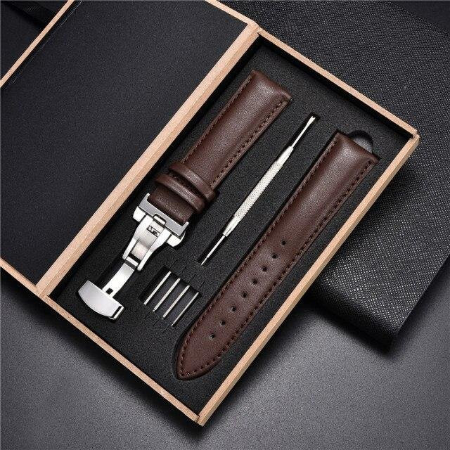 Uhrenarmband Leder, Schwarz, Unisex, 18 mm - Bild 1