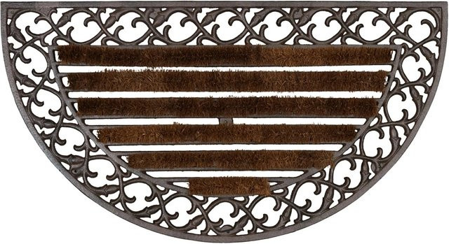 Relaxdays Fußabtreter aus Gusseisen im Landhaus-Stil mit Ornamenten, Dunkelbraun/Bronze, B: 72 cm, T: 39 cm - Bild 1