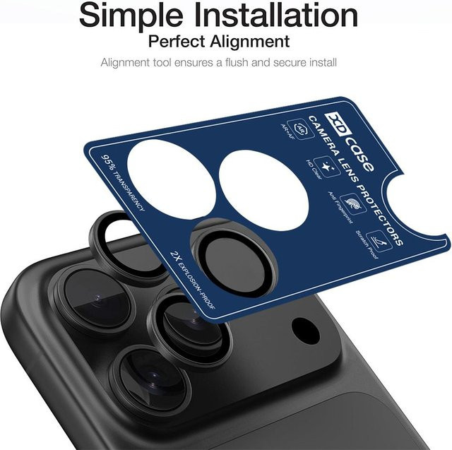 Eagle Eye Displayschutzfolie aus gehärtetem Glas mit Anti-Fog-Beschriftung für Apple iPhone 17 Pro Max und iPhone 17 Pro, Transparent, inklusive Linsenpositionierungswerkzeug - Bild 1