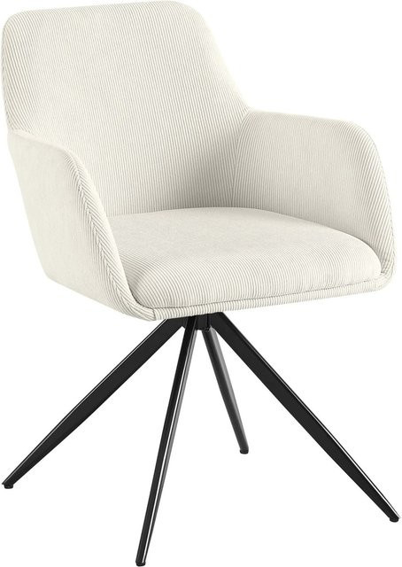 DELUKE Esszimmerstuhl PELON in Creme mit Cord-Bezug, B/T/H: 56 x 62 x 81 cm - Bild 1