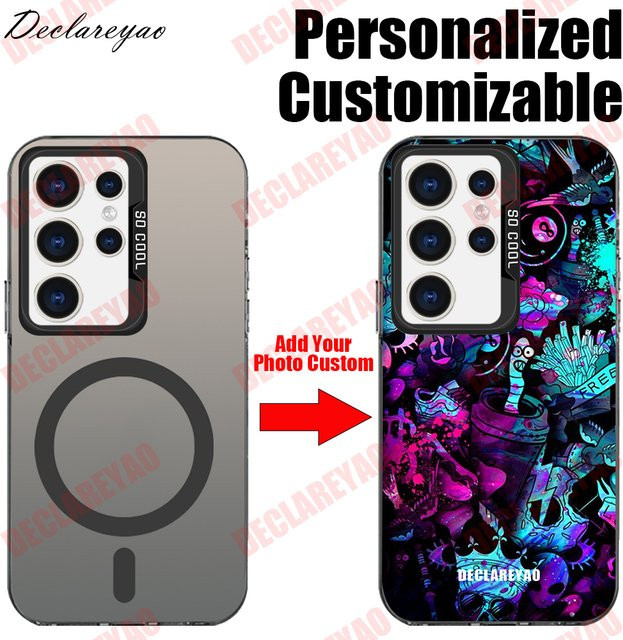 Personalisierte MagSafe Handyhülle für Samsung Galaxy S20 S21 FE S22 S23 Plus S24 S25 Ultra S26 in Silber und Multicolour - Bild 1