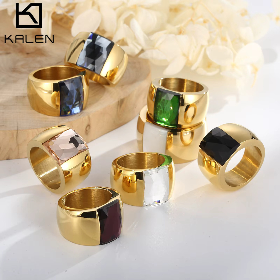 Edelstahlring Kalen, Gold, quadratisch, Damen - Bild 1