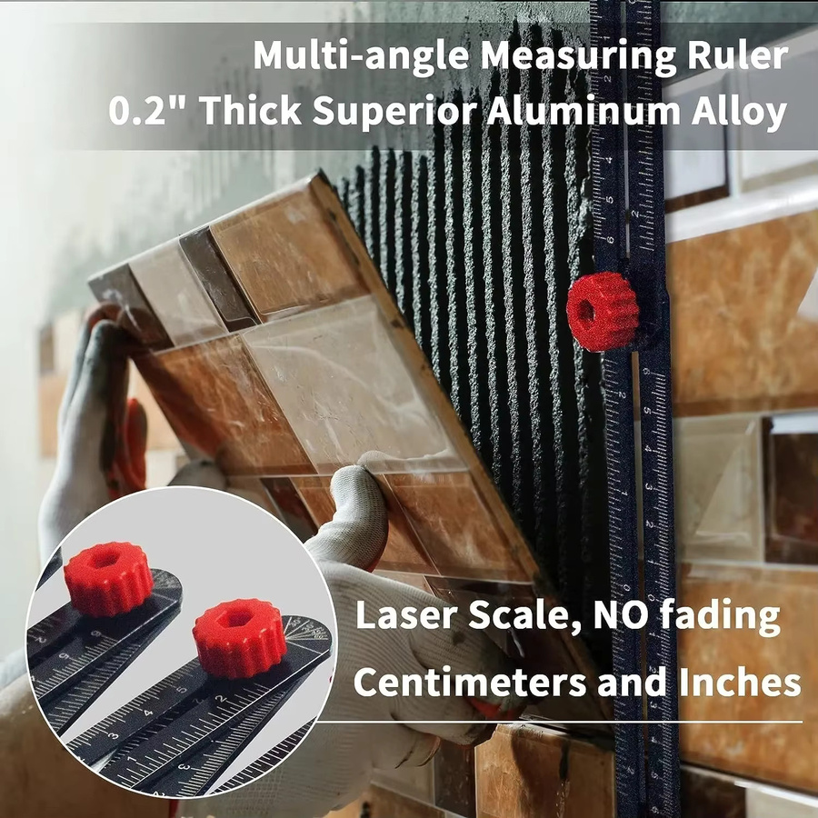 Multifunktionales Winkel-Lineal aus Aluminiumlegierung für DIY-Messungen und Winkelbestimmung - Bild 5