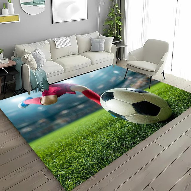Karpetti Fußball Teppich für Kinderzimmer und Wohnzimmer, Mehrfarbig, B/B: 80 x 140 cm - Bild 1