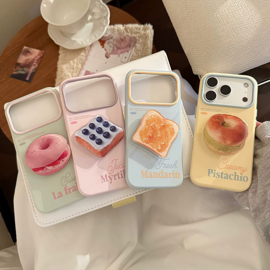 Koreanische Cartoon Bagel Toast Handyhülle für Apple iPhone 17 16 15 14 13 12 Pro Max, stoßfeste Softcover-Hülle in Multicolor - Bild 4