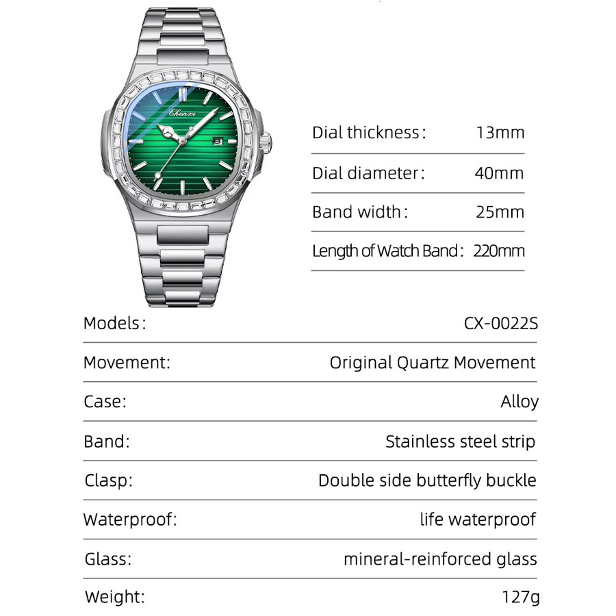 CHENXI Armbanduhr Edelstahl, Quarz, Analoguhr, Herren, Schwarz Blau - Bild 2