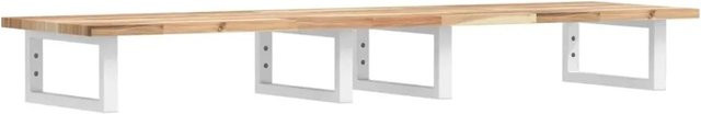 vidaXL Waschbeckenregal zur Wandmontage aus Stahl und Akazienholz in Weiß und Braun - Bild 1
