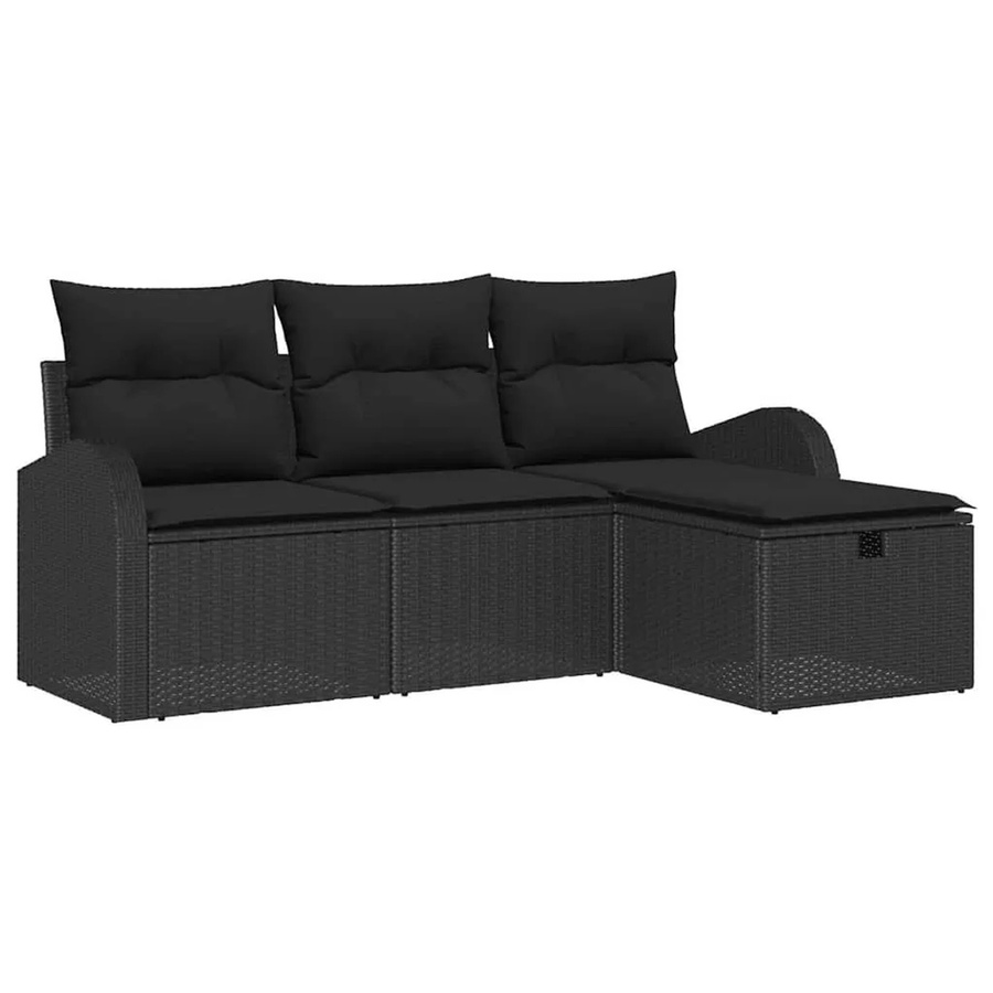 vidaXL Sofa Set aus Poly-Rattan in Schwarz mit Kissen und integriertem Stauraum - Bild 2