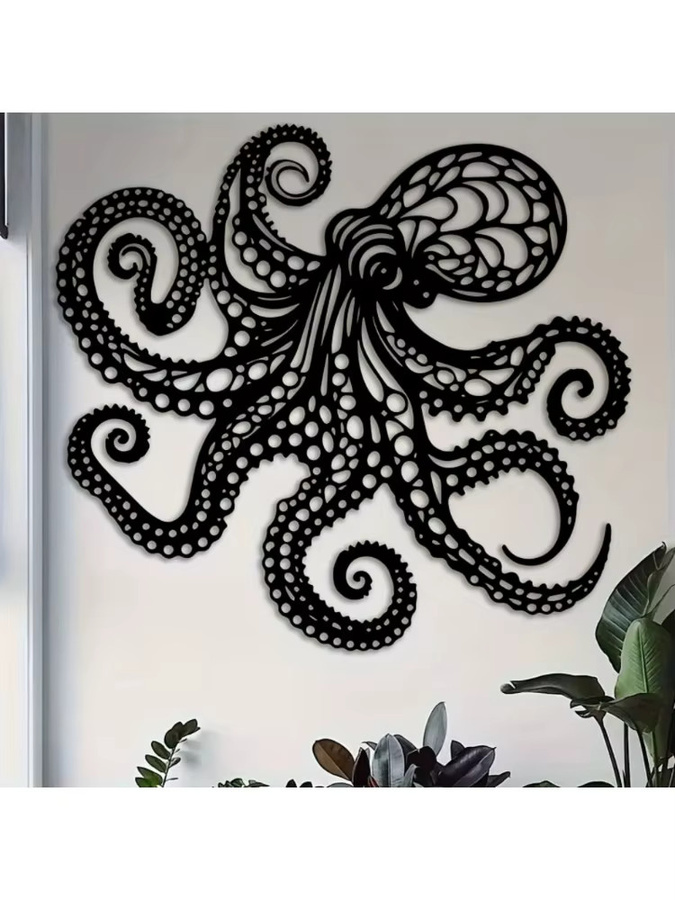 CIFBUY Vintage Oktopus Wandkunst aus Metall in Schwarz, Nautische Tentakel-Skulptur im Gotischen Design - Bild 6