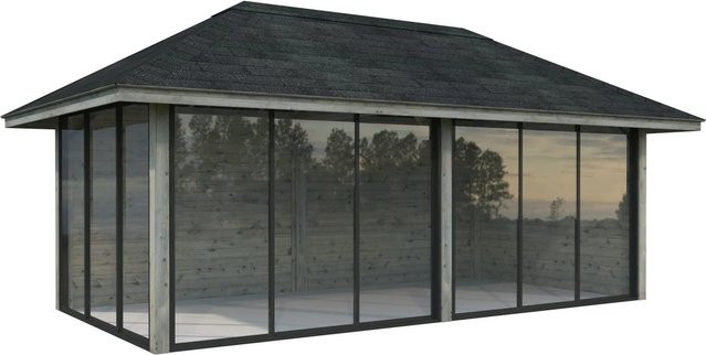 Palmako Pavillon Bianca Set 202 Slide aus Fichtenholz in Grau mit Walmdach, B/H/T: 588 x 319 x 300 cm - Bild 1