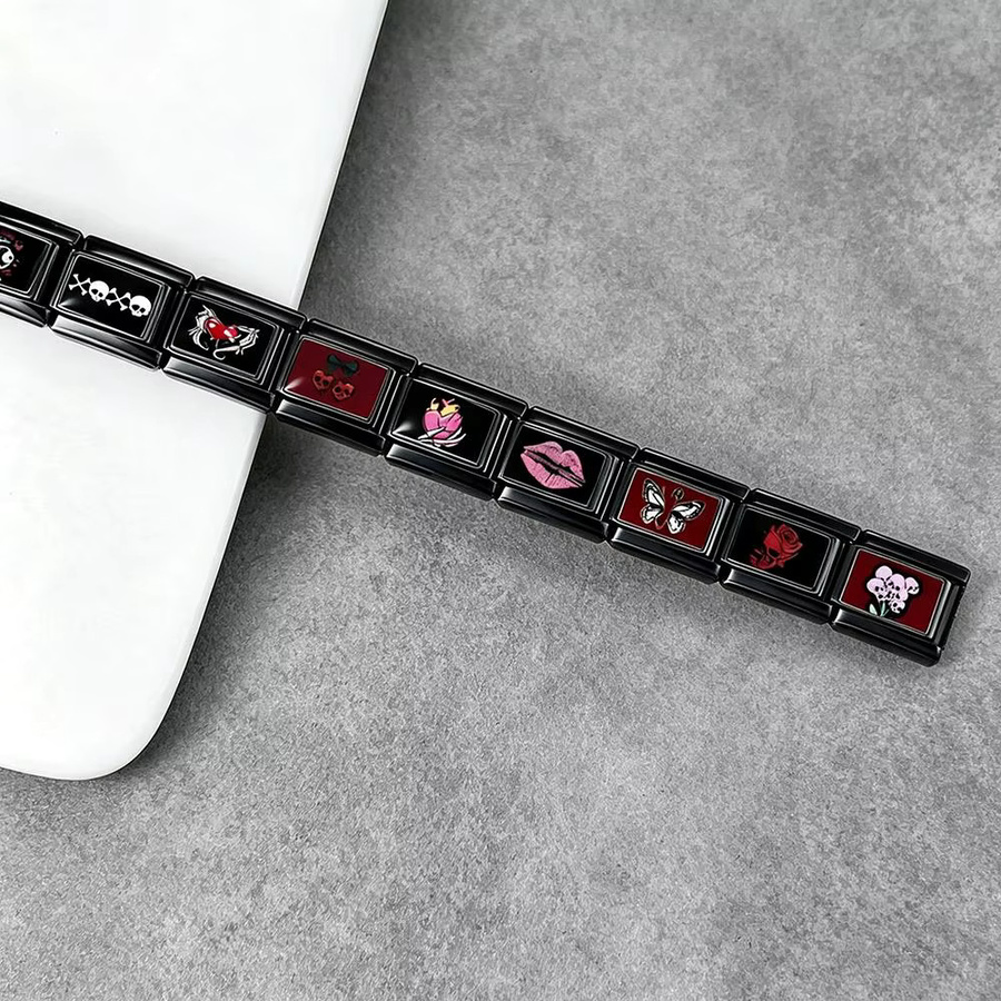 GEMOSE Gliederarmband Edelstahl, Schwarz, Unisex - Bild 3