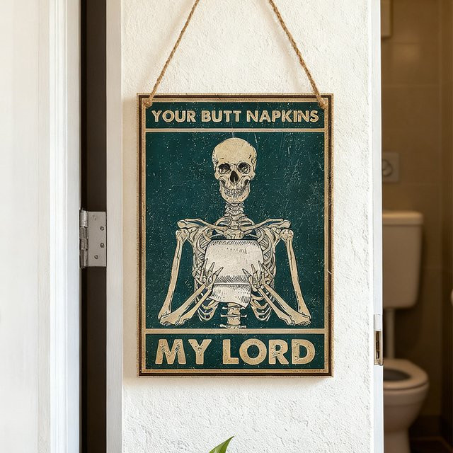Dekoratives Holzschild mit Totenkopf-Motiv und Seidenpapiermuster in Mehrfarbig, rechteckiges Wanddekor für Halloween - Bild 1