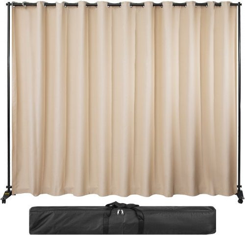 VEVOR Raumteiler Set mit Vorhang, Beige, Aluminiumlegierung und Rollen, B/H: 240 x 300 cm - Bild 1