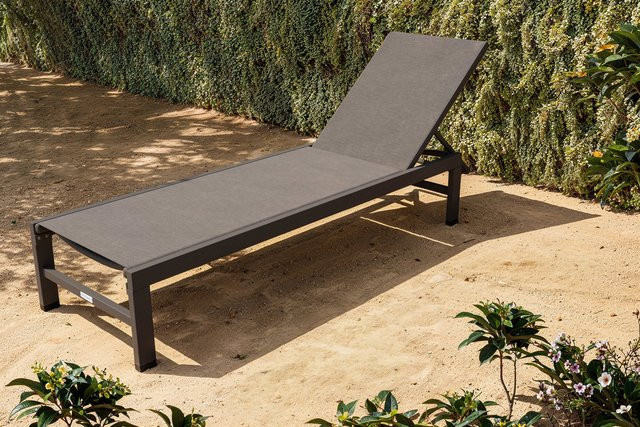 OUTFLEXX Boston Liege in Anthrazit Matt/Schwarz aus Alu und Textilene mit verstellbarer Rückenlehne, B/T/H: 190 x 62 x 34 cm - Bild 1