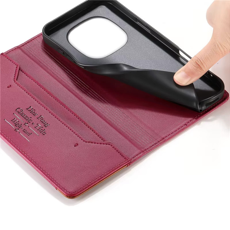 Leder Flip-Handyhülle für Xiaomi Redmi Note 15 4G / Note 15 Pro Plus / Note 15 5G mit magnetischer Wallet-Funktion in Schwarz oder Pink - Bild 2