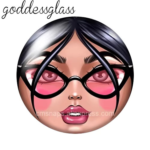 Goddessglass Foto-Glas-Cabochon Matroschka-Puppenkopf, Bunt, DIY-Ohrringe - Bild 2