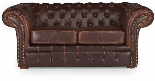 Vente-unique Chesterfield Sofa Clotaire in Schokobraun aus Leder mit Breite: 173 cm