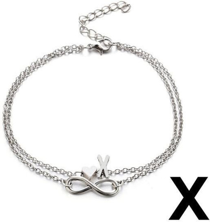 YIRAN Jewelry Fußkettchen, Silber, Initiale Herz Unendlichkeit, Damen
