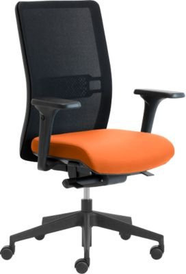 Ergonomischer Bürostuhl WIKI von Leyform in Orange und Schwarz mit Armlehnen, Netzrücken und Höhenverstellung - Bild 1