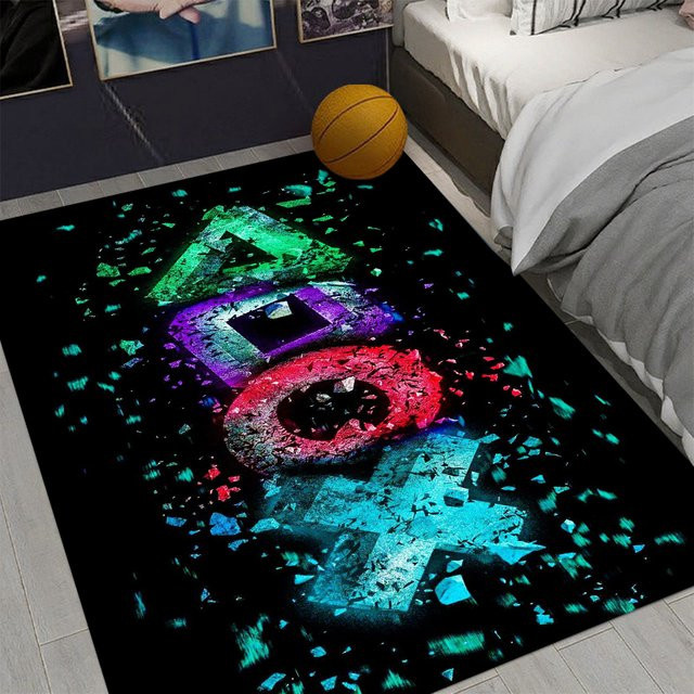 Rutschfester 3D Cartoon Gamer Spielcontroller Teppich in Multicolour für Wohnzimmer und Schlafzimmer - Bild 1