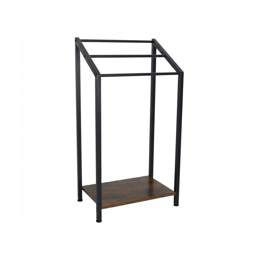 Freistehender Handtuchständer von Relaxdays im Industrial-Design aus Eisen und MDF, Schwarz-Braun, B/T/H: 80 x 43 x 28 cm - Bild 2