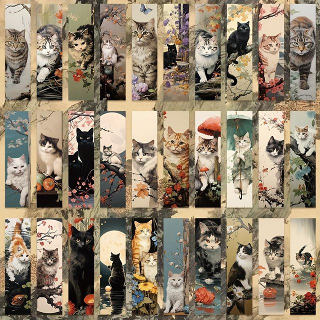 30 Stück SZwatch Cartoon-Katzen-Lesezeichen im Graffiti-Stil, bunt und langlebig für DIY-Projekte - Bild 1