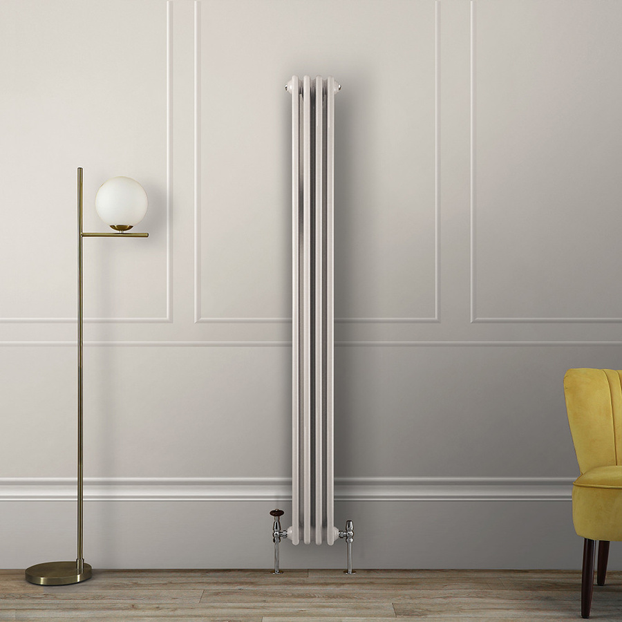 Regent Gliederheizkörper 2-säulig vertikal aus Stahl in Pearl Weiß, Höhe: 180 cm, Breite: 20 cm - Bild 1