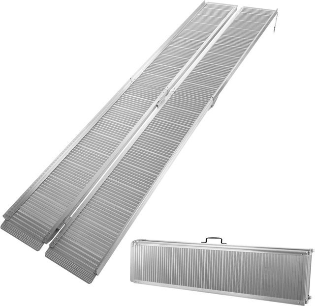 Wiltec Rollstuhlrampe doppelt faltbar aus Aluminium in Silber, Länge: 213 cm, Tragkraft: 270 kg - Bild 1