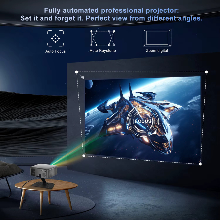 Salange P60Pro Smart-Projektor mit Android 14.0, 8K-Unterstützung, WiFi6 und Bluetooth 5.2, tragbarer Heimkino-Filmprojektor mit Auto-Keystone - Bild 3