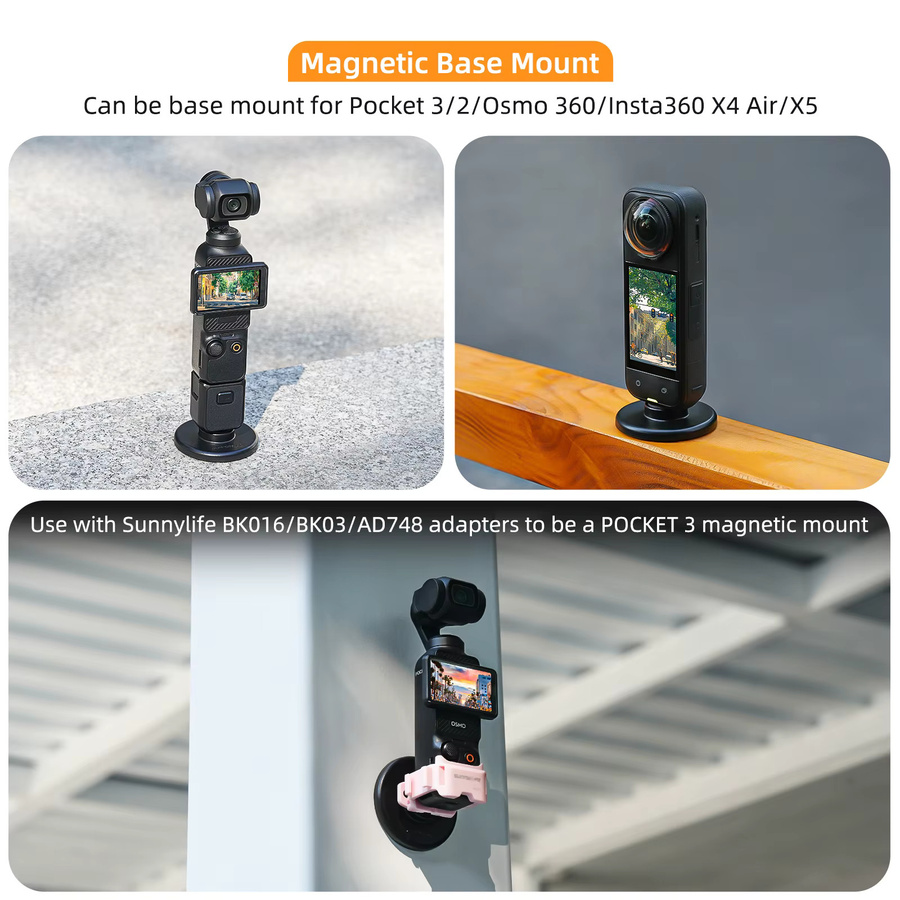 Insta360 Magnetische Adapterhalterung mit Saugnapf in Schwarz für Insta360 X4, X3, Ace Pro und Ace – Verstellbare Halterung für Auto, Radfahren und Vlogging - Bild 3