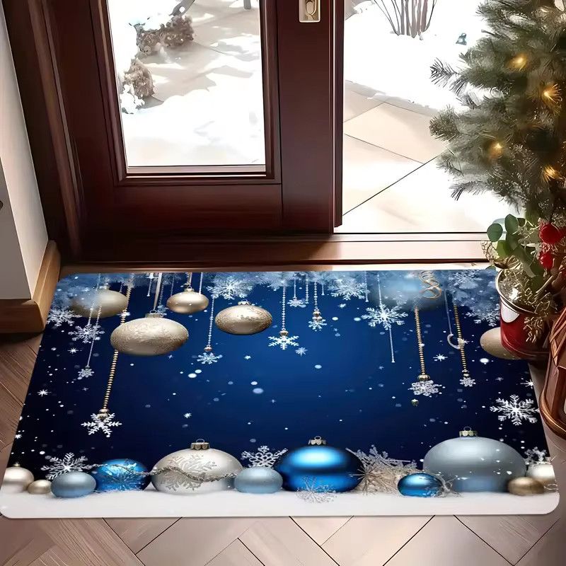 VIKAMA Weihnachtliche Teppich-Willkommensmatte mit hübschem Ball-Design für Innen und Außen, Multicolor - Bild 3