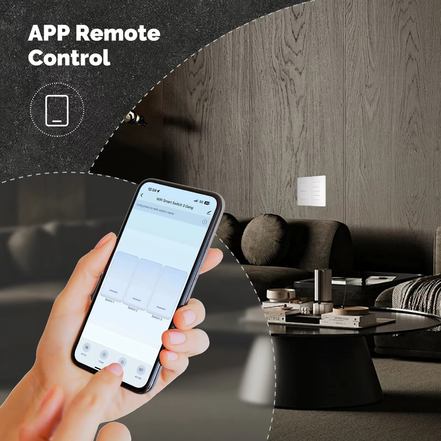 MOES Tuya WiFi Smart Switch Button Wandtaster in Weiß, US Single-Live/Neutral Wire, kompatibel mit Alexa und Google Home, ohne Neutralleiter erforderlich - Bild 2