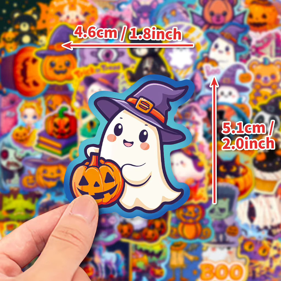 50 Stück Halloween-Graffiti-Aufkleber in Multicolor mit Kürbis-, Fledermaus- und Schlossdesigns für deine DIY-Dekoration von AufnahmeYourLife Store - Bild 4