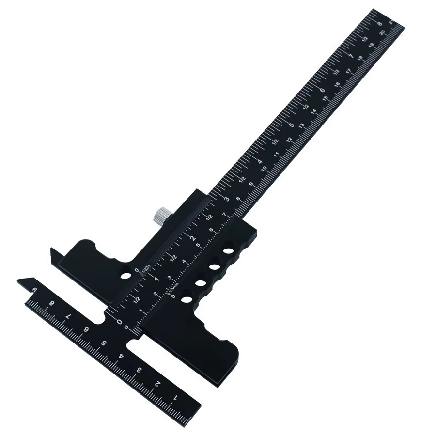 JIGHOLE Multifunktionales T-förmiges Positionierungslineal aus Aluminiumlegierung in Schwarz - Bild 6
