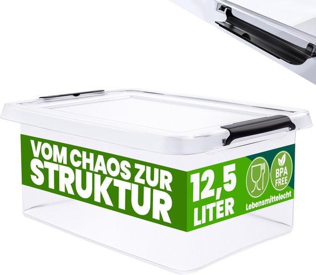 Deuba Aufbewahrungsbox transparent stapelbar BPA-frei B/T/H: 39 x 29 x 17 cm - Bild 1