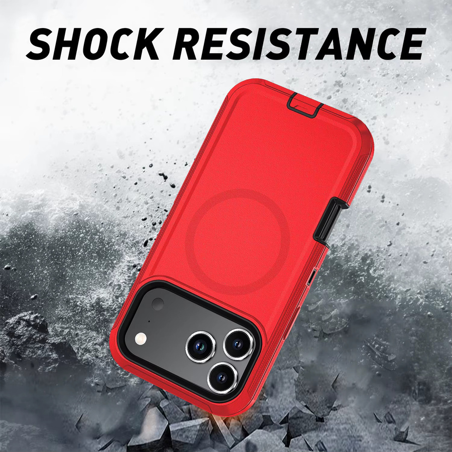 CYD Armor Stoßfeste Defender Handyhülle für iPhone in Rot aus PC und TPU - Bild 2