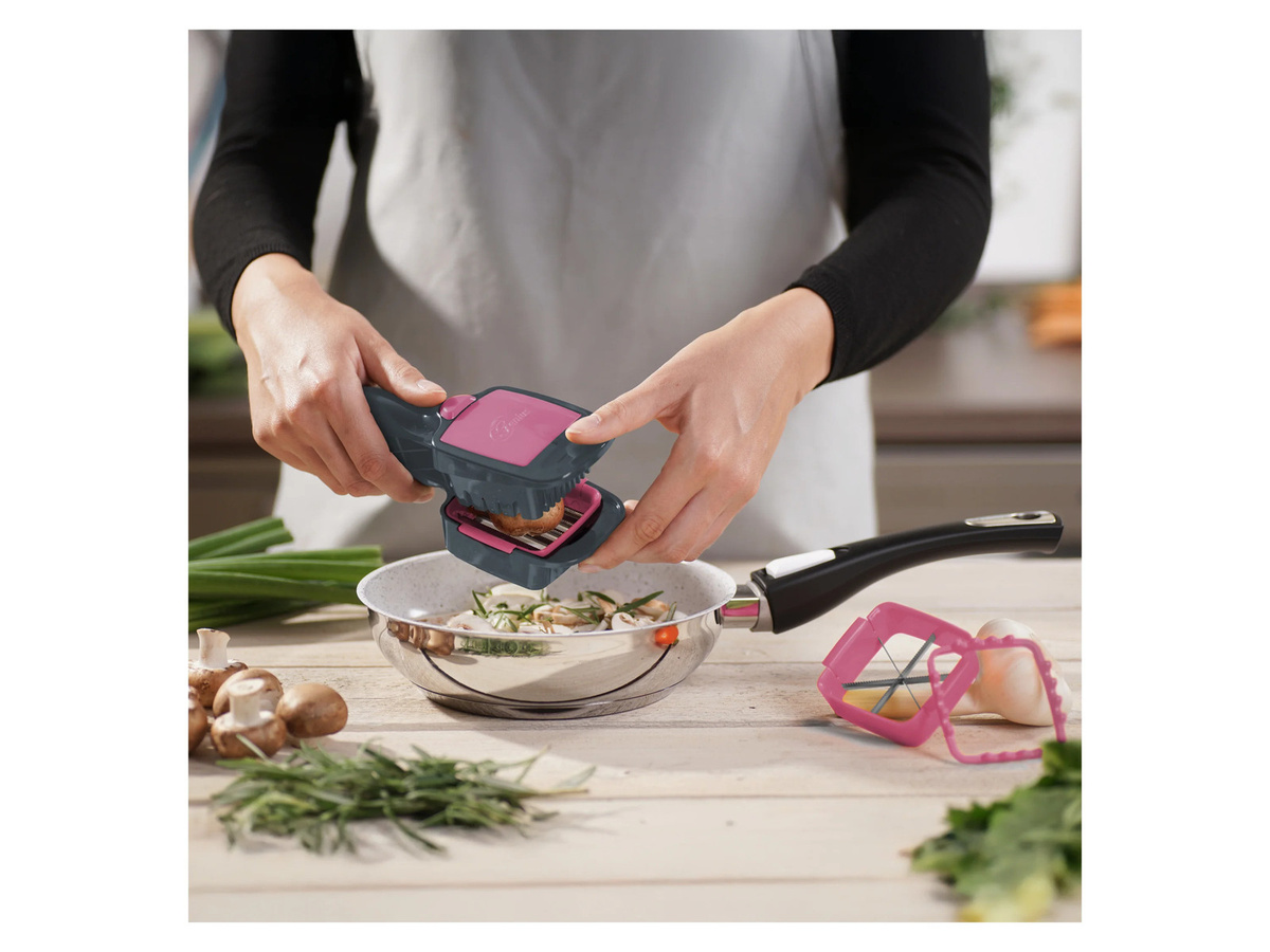 Genius Nicer Dicer Quick Gemüseschneider 7-teilig mit Edelstahlklingen und Behälter - Bild 2