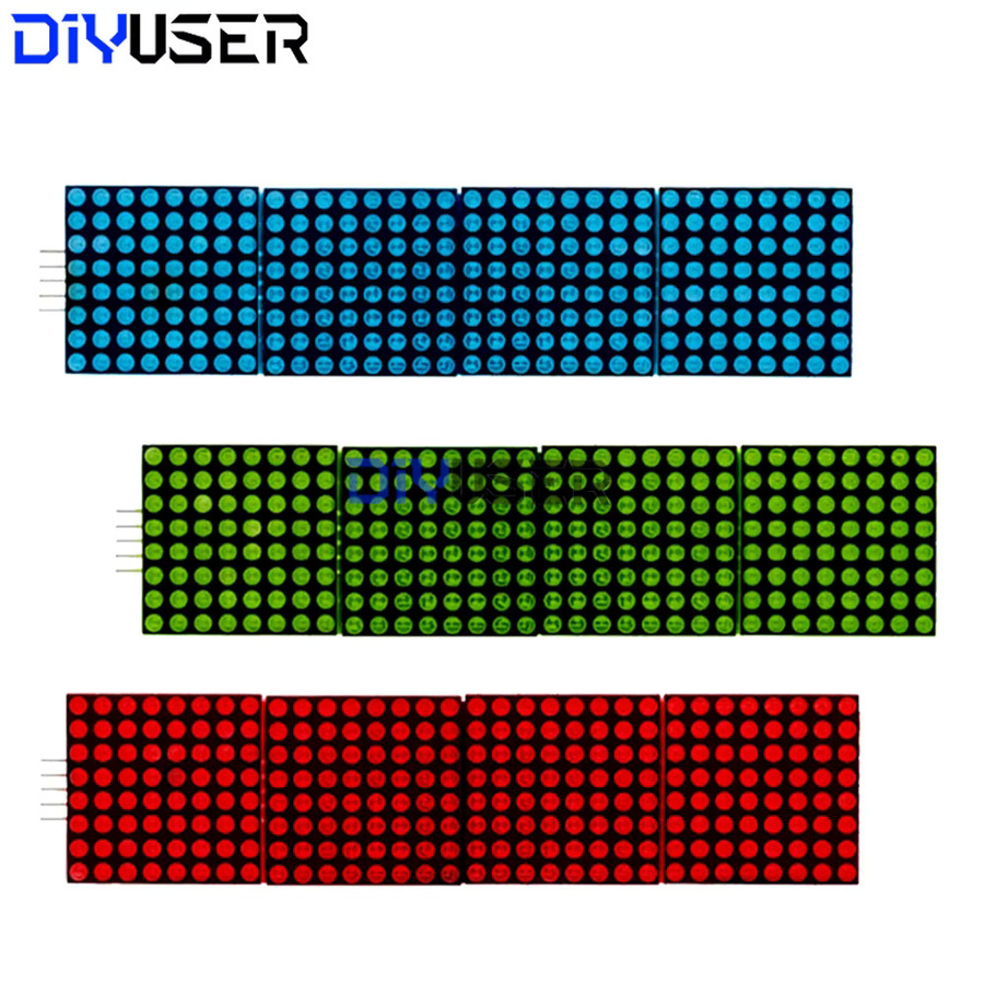 DIYUSER MAX7219 Dot-Matrix-Modul 4-in-1-Anzeige für Mikrocontroller mit 5P-Leitung in Rot, Grün und Blau - Bild 3