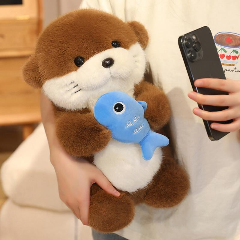 GDzaccly Kawaii Otter halten Fisch Plüschtier Puppe 35cm - Bild 3