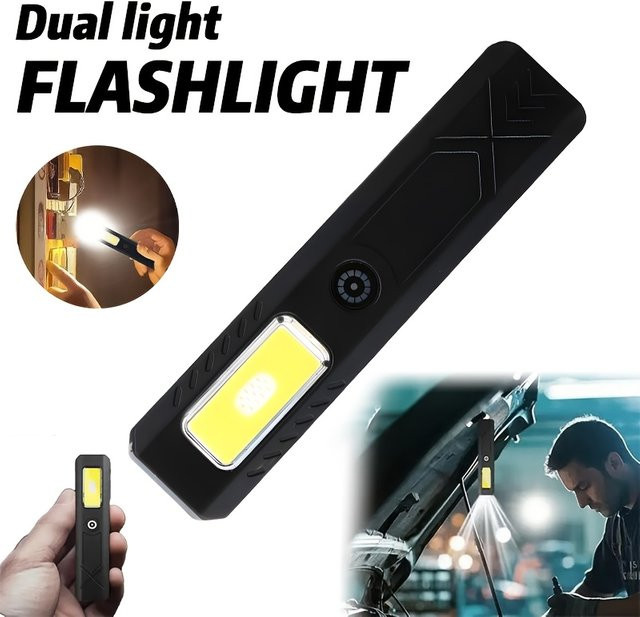 NEWBIRTH LED-Schlüsselanhänger-Taschenlampe mit Typ-C-Ladefunktion, 550 lm Flutlicht-Arbeitsleuchte mit Magnet, Schwarz - Bild 1