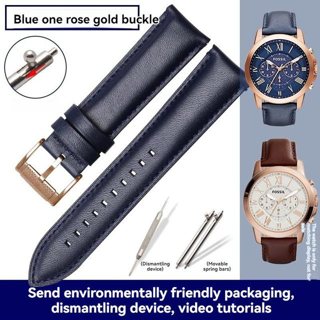 Fossil Uhrenarmband Rindsleder, Herren, Schwarz, Blau - Bild 1