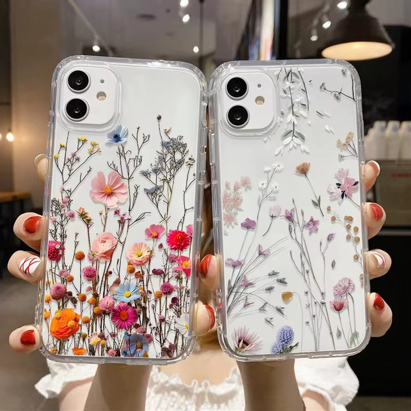 Transparente Silikon-Handyhülle mit Blumen-Design für iPhone 11, 12, 13, 14, 15, 16, 17, 18 und verschiedene Modelle wie Pro Max, Mini, XR oder SE - Bild 2