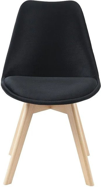 Stuhl Jody von Vente-unique in Schwarz aus Samt und Buche mit einer Sitzhöhe von 49 cm - Bild 1