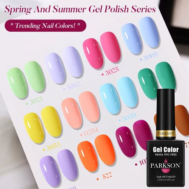 Parkson Nagel-Gel-Lack, 12 ml, Gelb Grün Rosa, Semi-Permanent - Bild 1