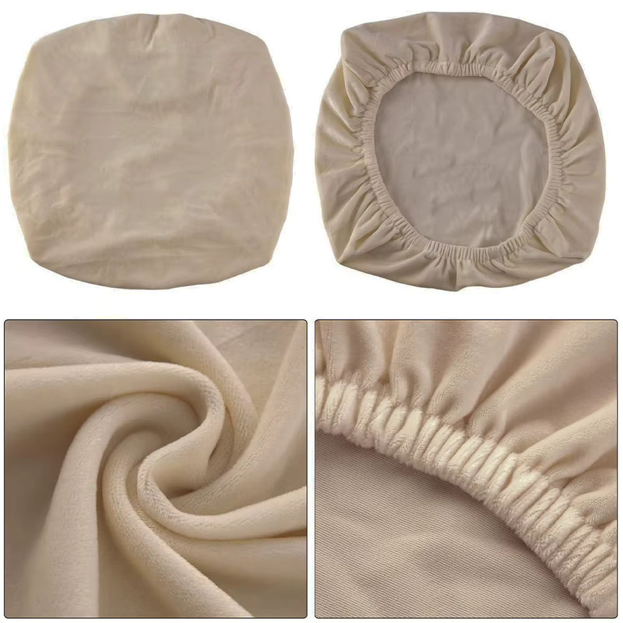 Airldianer Stuhlsitzbezüge aus Samt in Beige und Gold, elastische und waschbare Esszimmer-Sitzbezüge aus Spandex - Bild 3